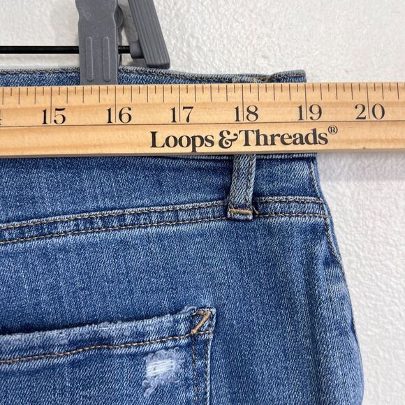 a.n.a Jeans Womens 18 High Rise Skinny Leg‎  Raw Hem  Blue Button Fly Distressed - Picture 7 of 9